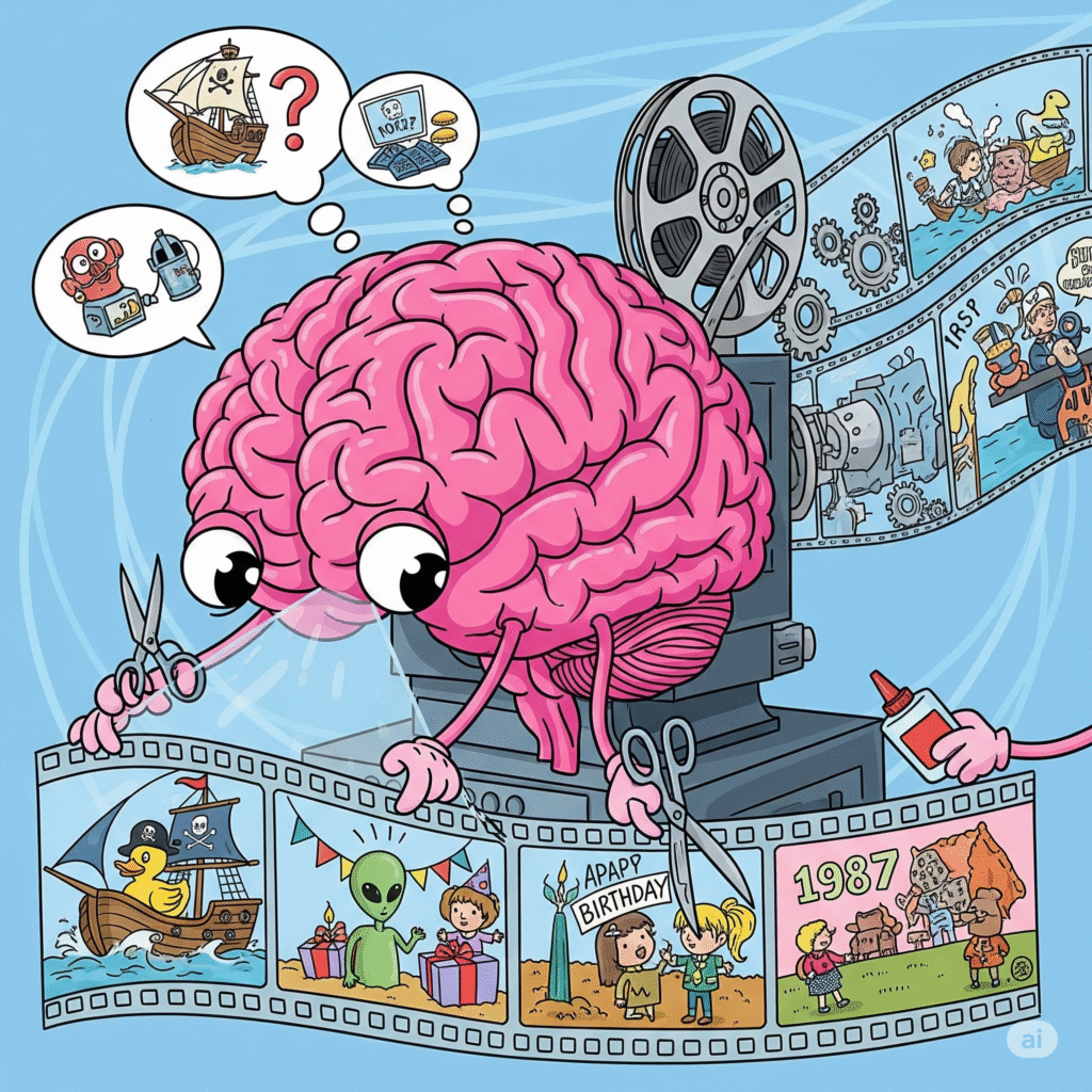 o cérebro como um projetor de filmes que altera as cenas do passado
