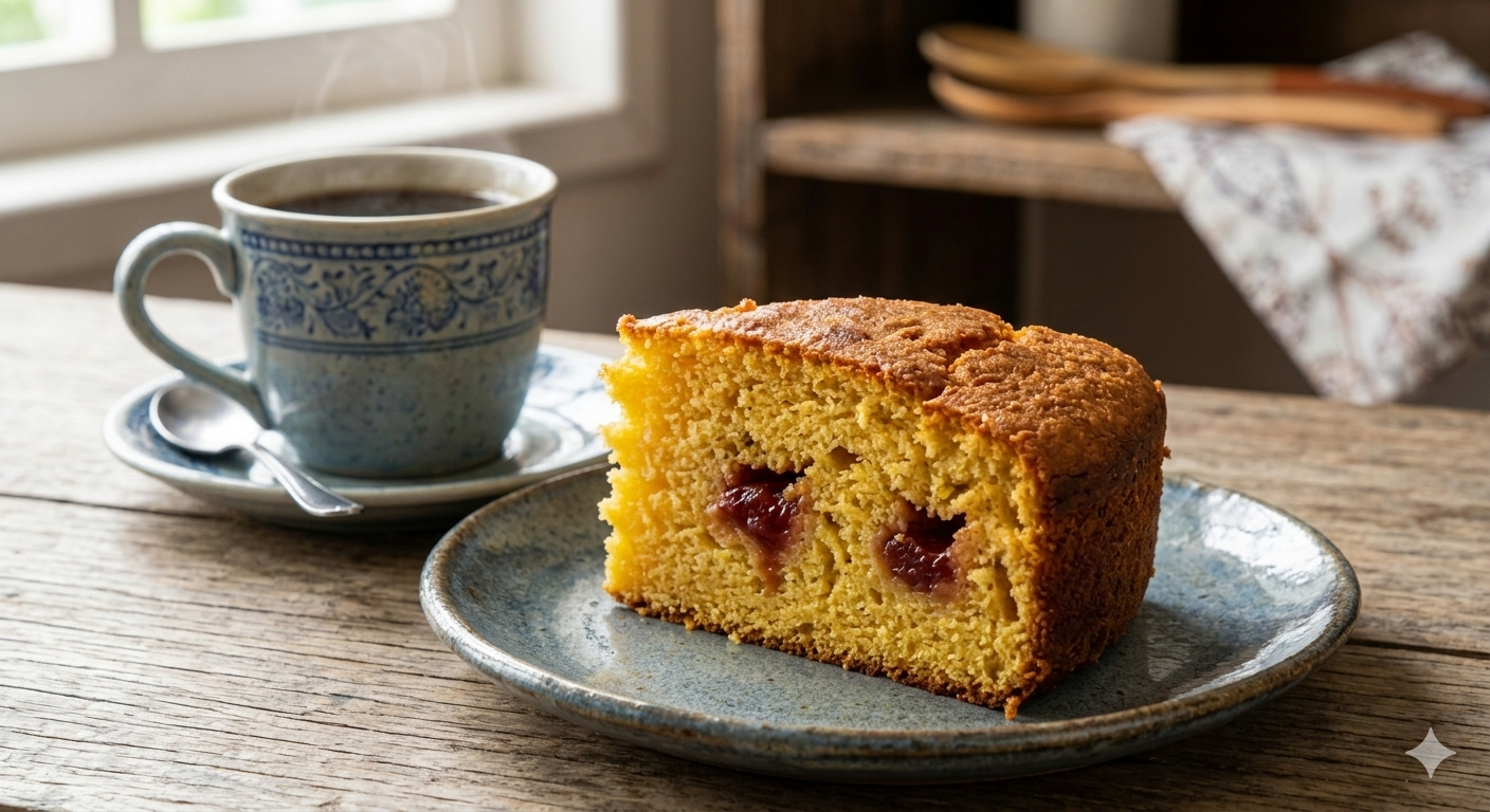 Bolo de Fubá com Goiaba